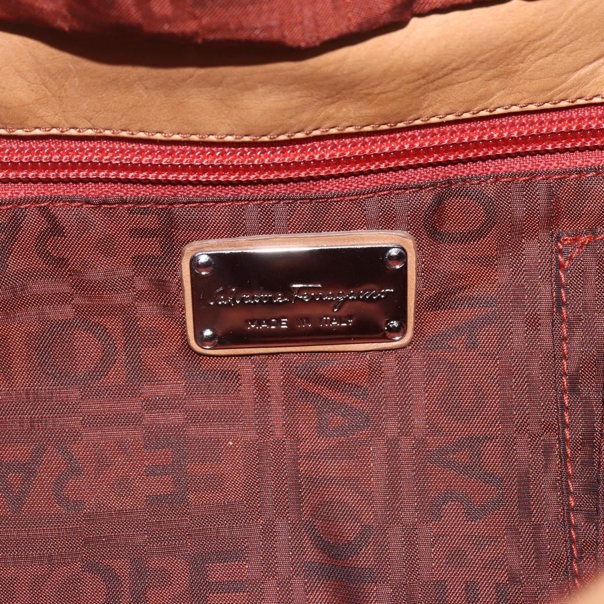 Salvatore Ferragamo Gancini Leather Brown Leather Shoulder Bag Bag (Pre-Owned)
