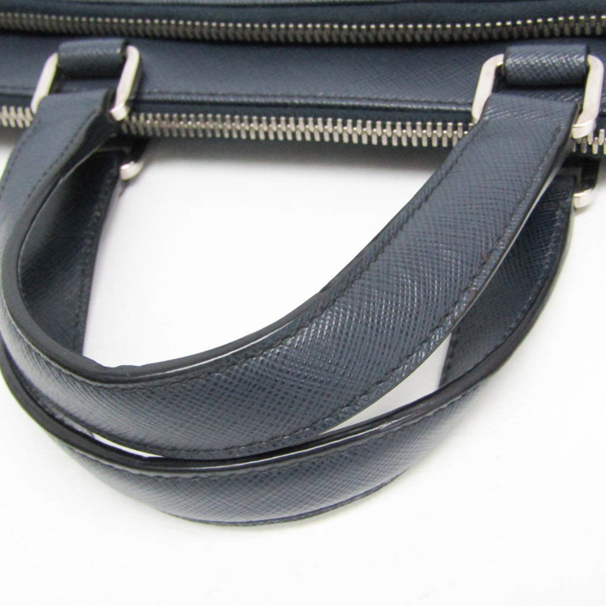Prada Convertible Travel Saffiano Leather Navy Leather Briefcase Bag (Pre-Owned)