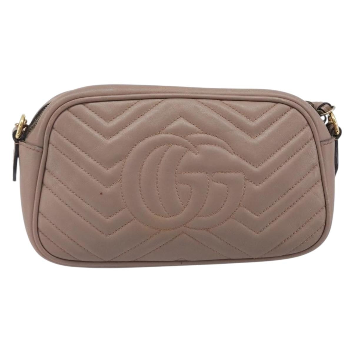 Gucci Gg Marmont Matelasse Leather Beige Leather Shoulder Bag Bag (Pre-Owned)