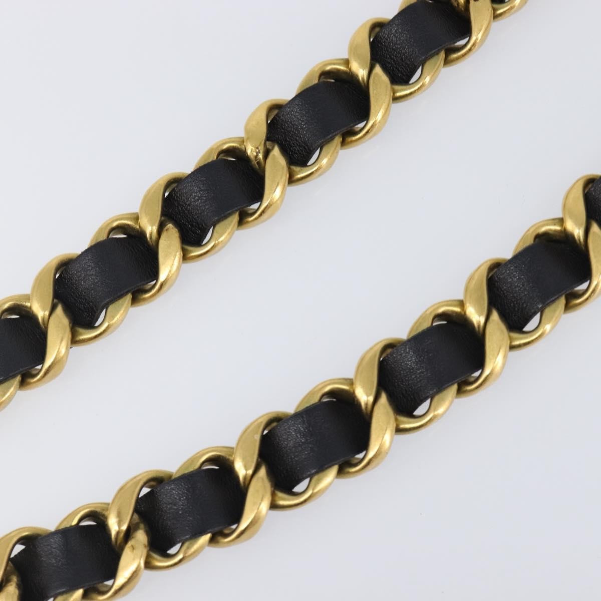 Chanel Vintage Chain Belt Metal And Leather Black Leather Belts Accessory (Pre-Owned)