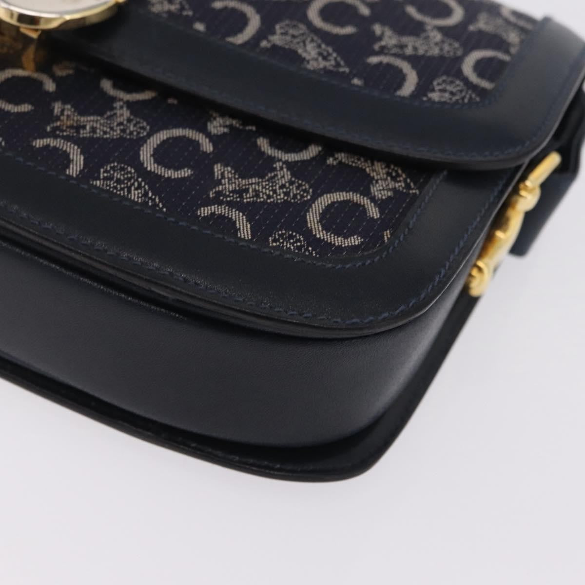 Celine C Sulky Horse Carriage Canvas Navy Canvas Handbag (Pre-Owned)
