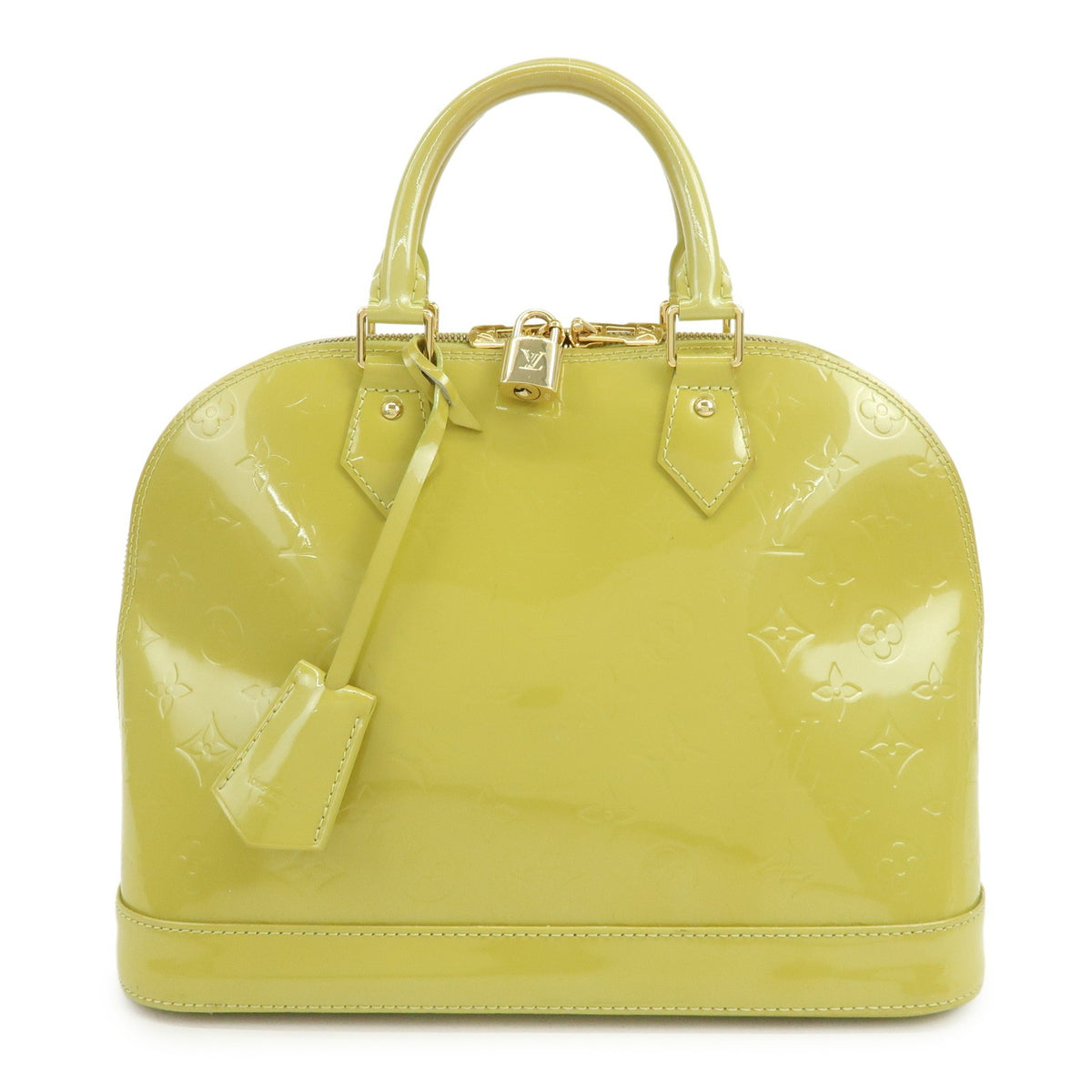 Louis Vuitton Alma Monogram Vernis Green Patent_Leather Handbag (Pre-Owned)