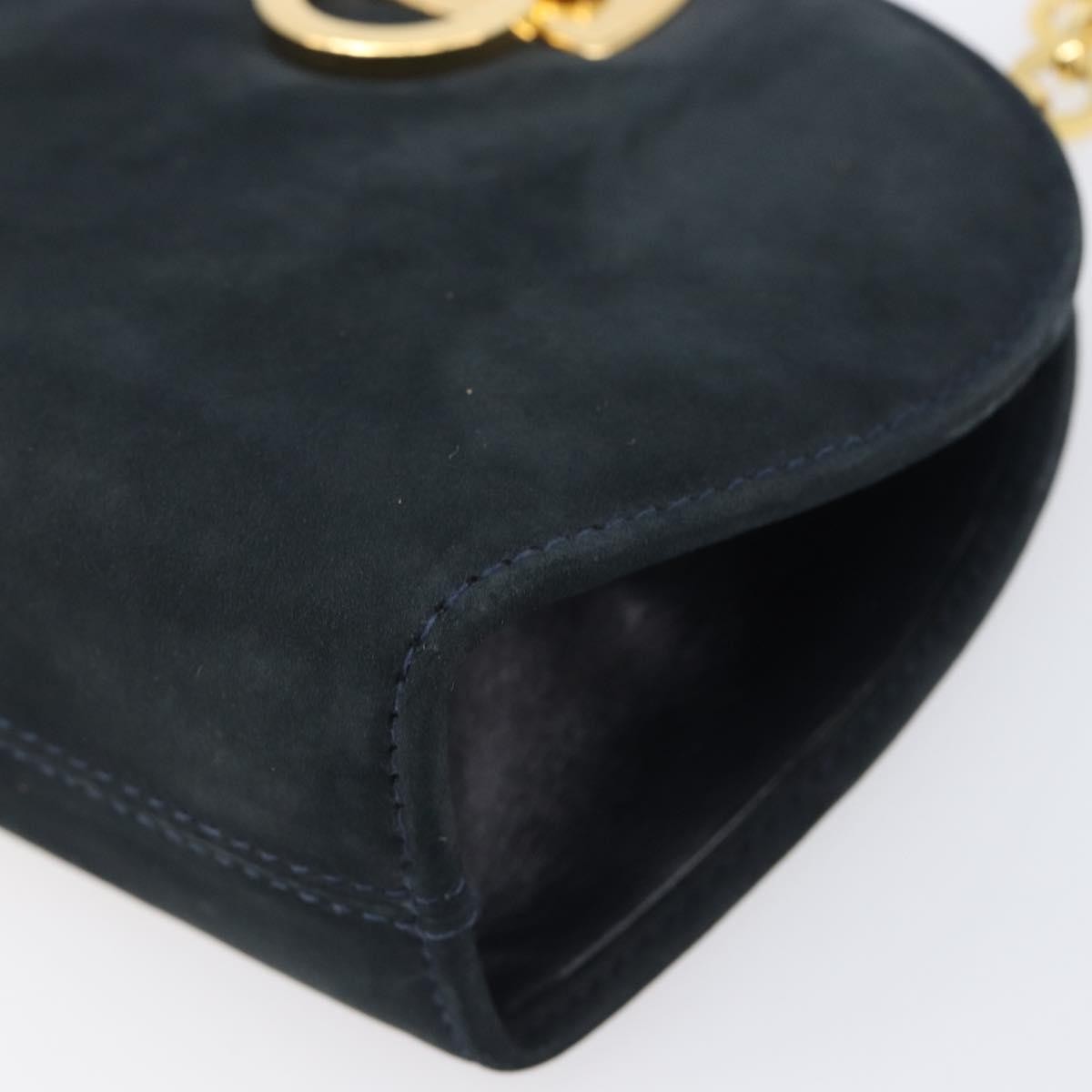 Salvatore Ferragamo Vintage Gancini Chain Suede Black Suede Shoulder Bag Bag (Pre-Owned)