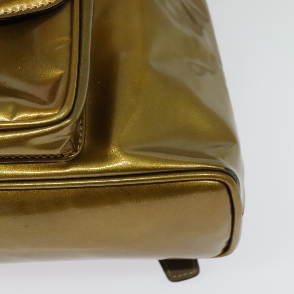 Gucci Vintage Bamboo Patent Gold Patent_Leather Backpack Bag (Pre-Owned)