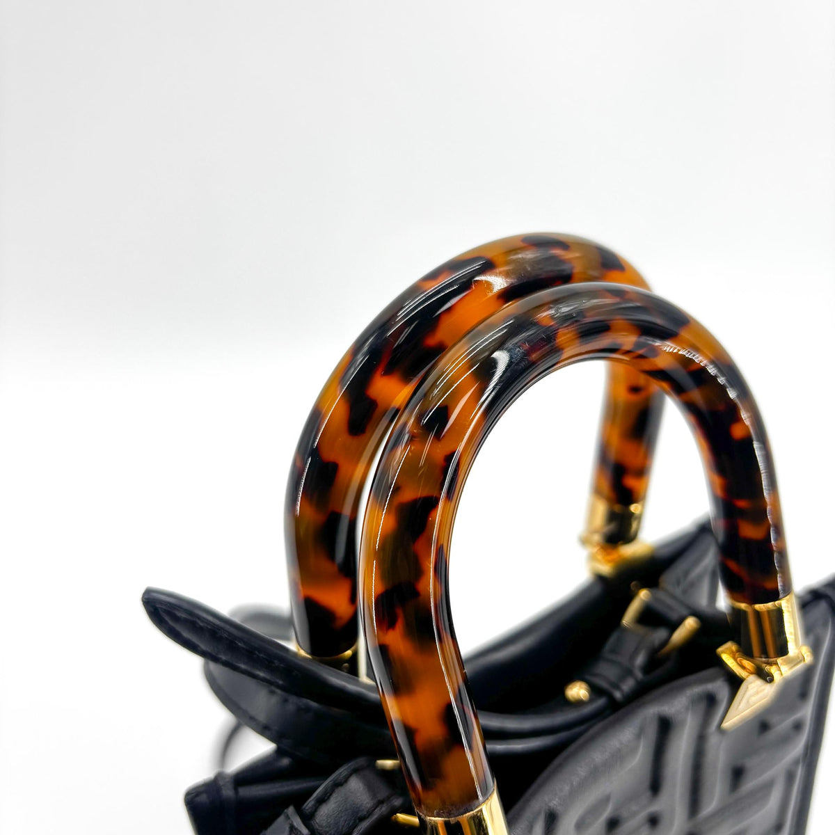 Fendi Sunshine Shopper Striped Suede Black Leather Tote Bag Bag (Pre-Owned)
