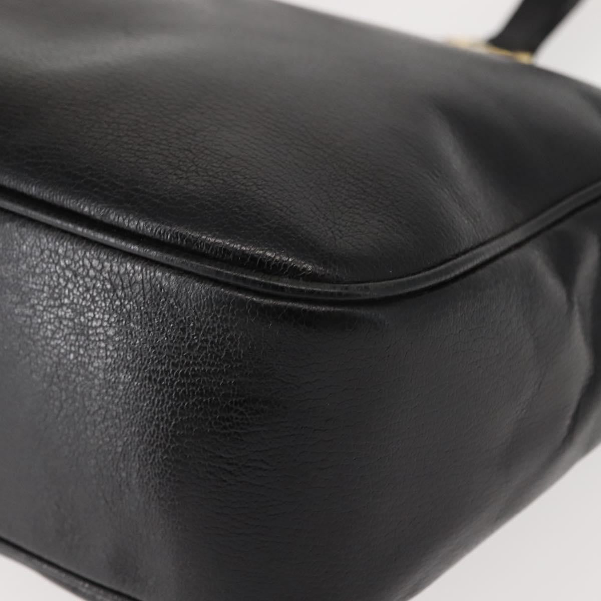 Salvatore Ferragamo Gancini Tote Leather Black Leather Tote Bag Bag (Pre-Owned)