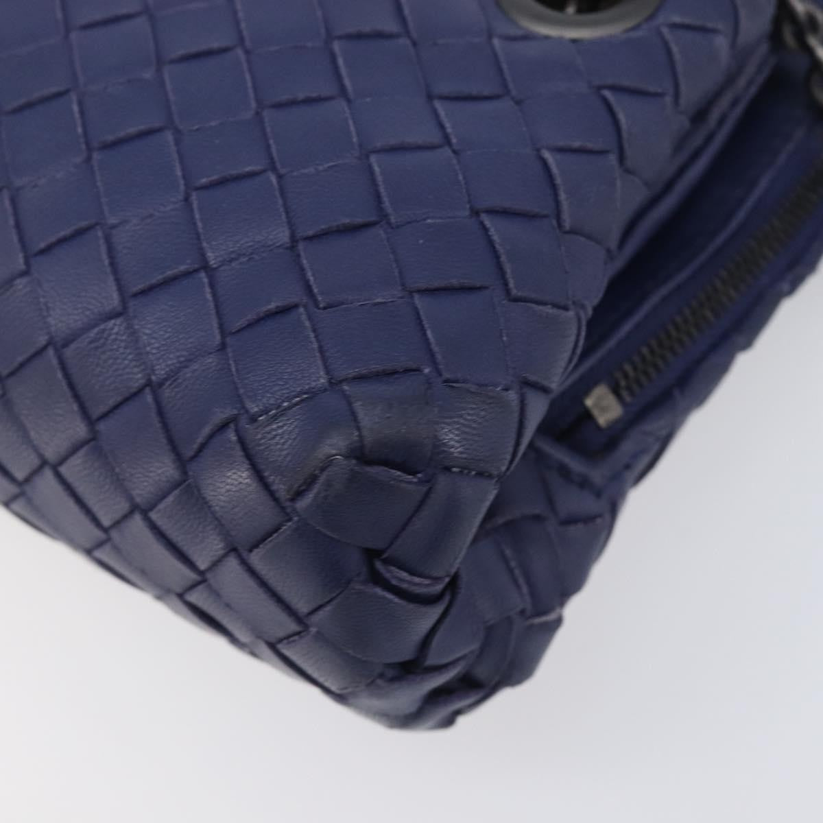 Bottega Veneta Compartment Chain Intrecciato Nappa Blue Leather Shoulder Bag Bag (Pre-Owned)