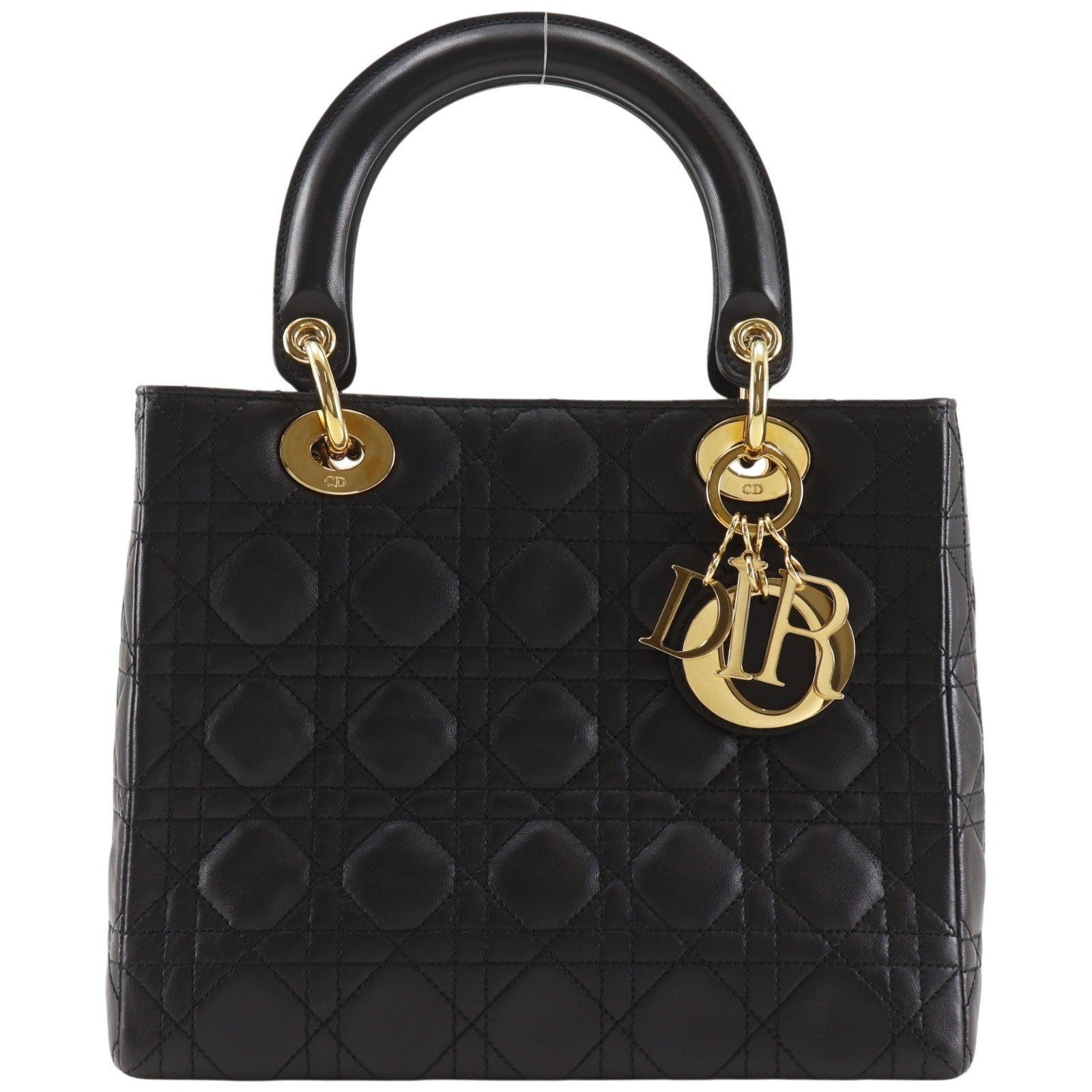 Christian Dior Lady Dior Cannage Black Leather Handbag (Pre-Owned)
