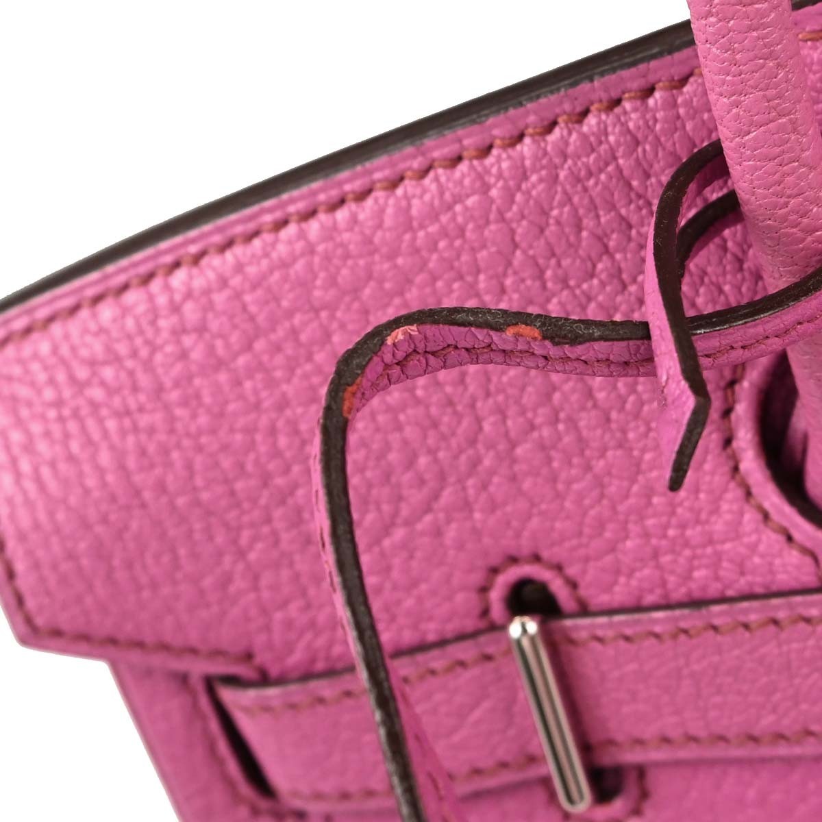 Hermes Hac Birkin Pink Chevre De Coromandel With Palladium Hardware Pink Leather Handbag (Pre-Owned)