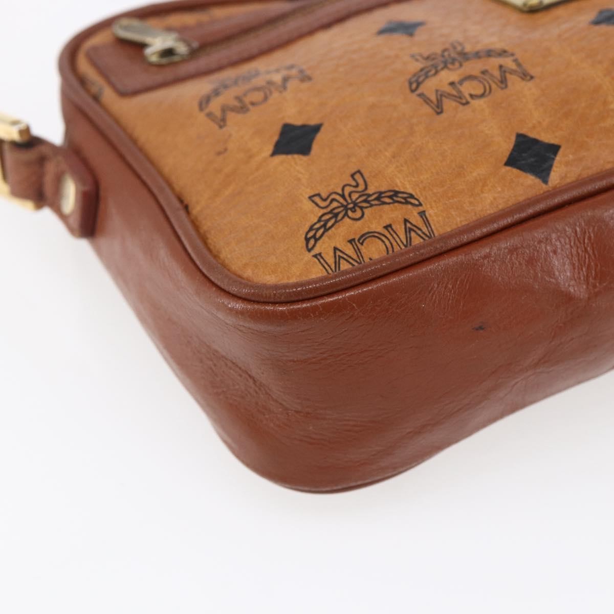 MCM Visetos Canvas And Leather Brown Canvas Shoulder Bag Bag (Pre-Owned)