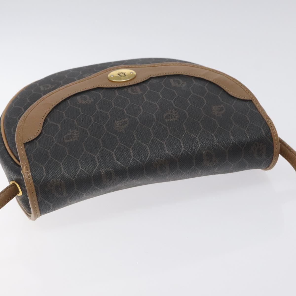 Christian Dior Vintage Honeycomb Flap Coated Canvas Black Canvas Shoulder Bag Bag (Pre-Owned)