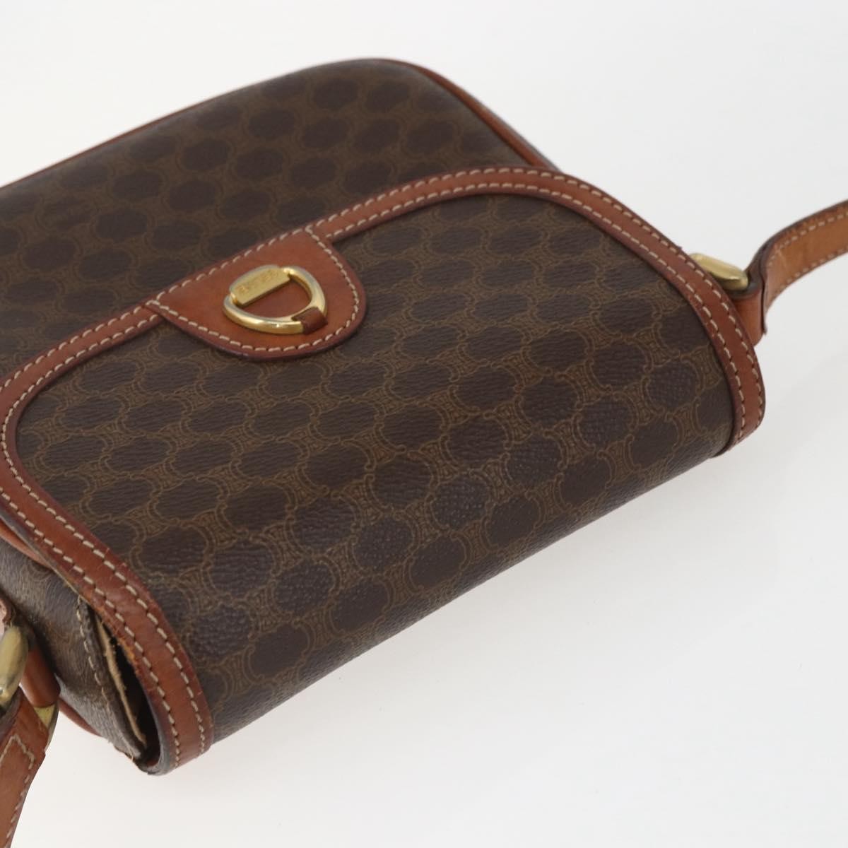 Celine Vintage Macadam Canvas And Leather Brown Canvas Shoulder Bag Bag (Pre-Owned)