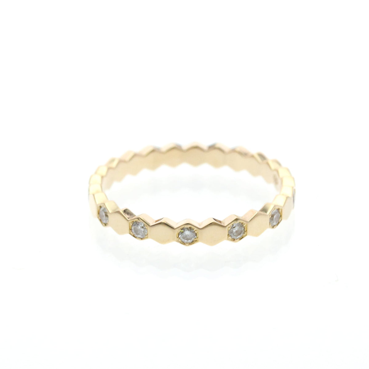 Chaumet Bee My Love Half Pave Band 18K Rose Gold With Diamonds Gold Rose_Gold Ring Jewelry (Pre-Owned)