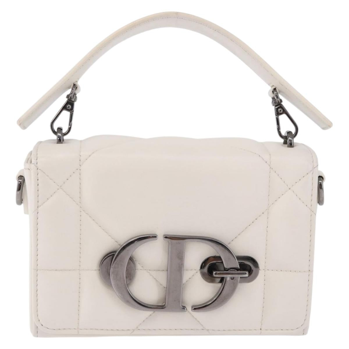 Christian Dior Caro Leather White Leather Handbag (Pre-Owned)