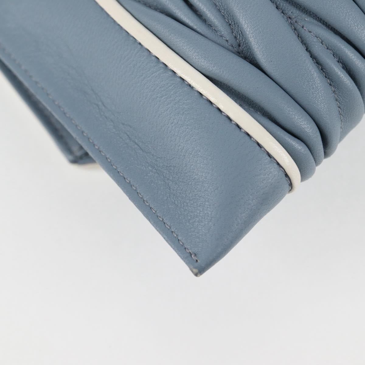 Miu Miu Madras Chain Clutch Matelasse Leather With Glitter Blue Leather Shoulder Bag Bag (Pre-Owned)