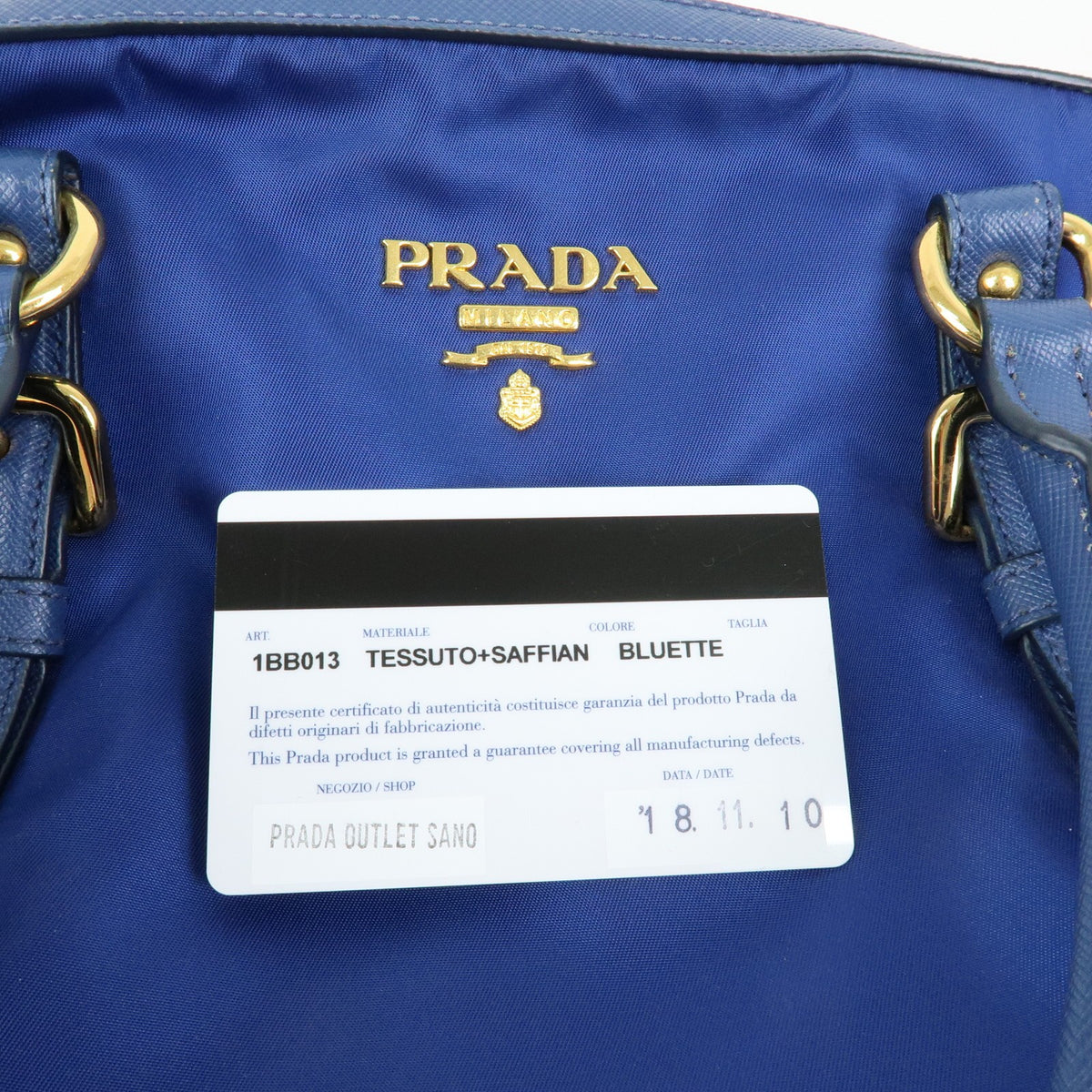 Prada Convertible Dome Satchel Tessuto With Saffiano Leather Blue Nylon Handbag (Pre-Owned)