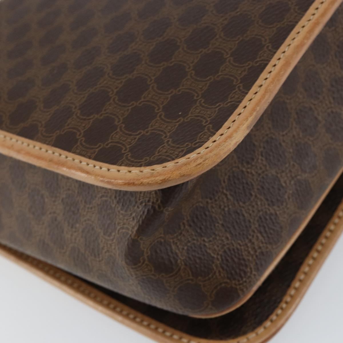 Celine Vintage Macadam Canvas And Leather Brown Canvas Shoulder Bag Bag (Pre-Owned)