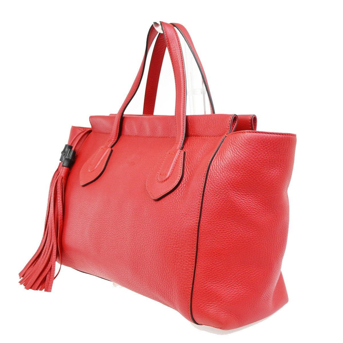 Gucci Lady Tassel Top Handle Leather Red Leather Tote Bag Bag (Pre-Owned)