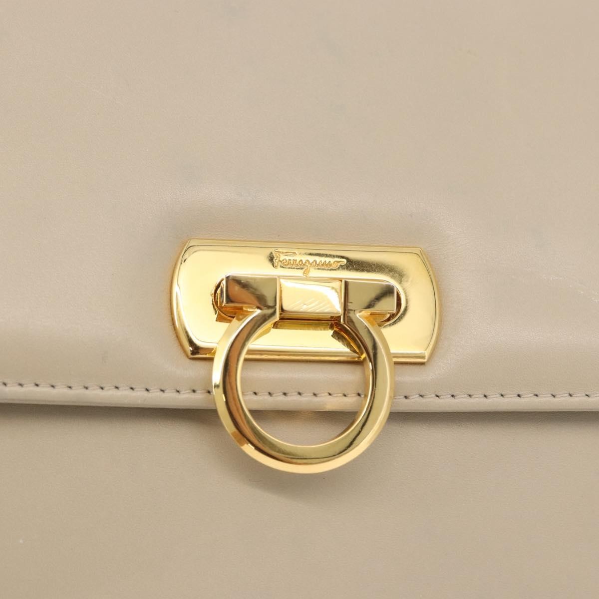 Salvatore Ferragamo Gancini Leather Beige Leather Shoulder Bag Bag (Pre-Owned)