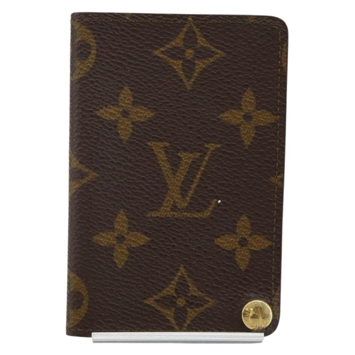 Louis Vuitton Porte Cartes Pression Card Case Monogram Canvas Brown Canvas Card Holders Accessory (Pre-Owned)