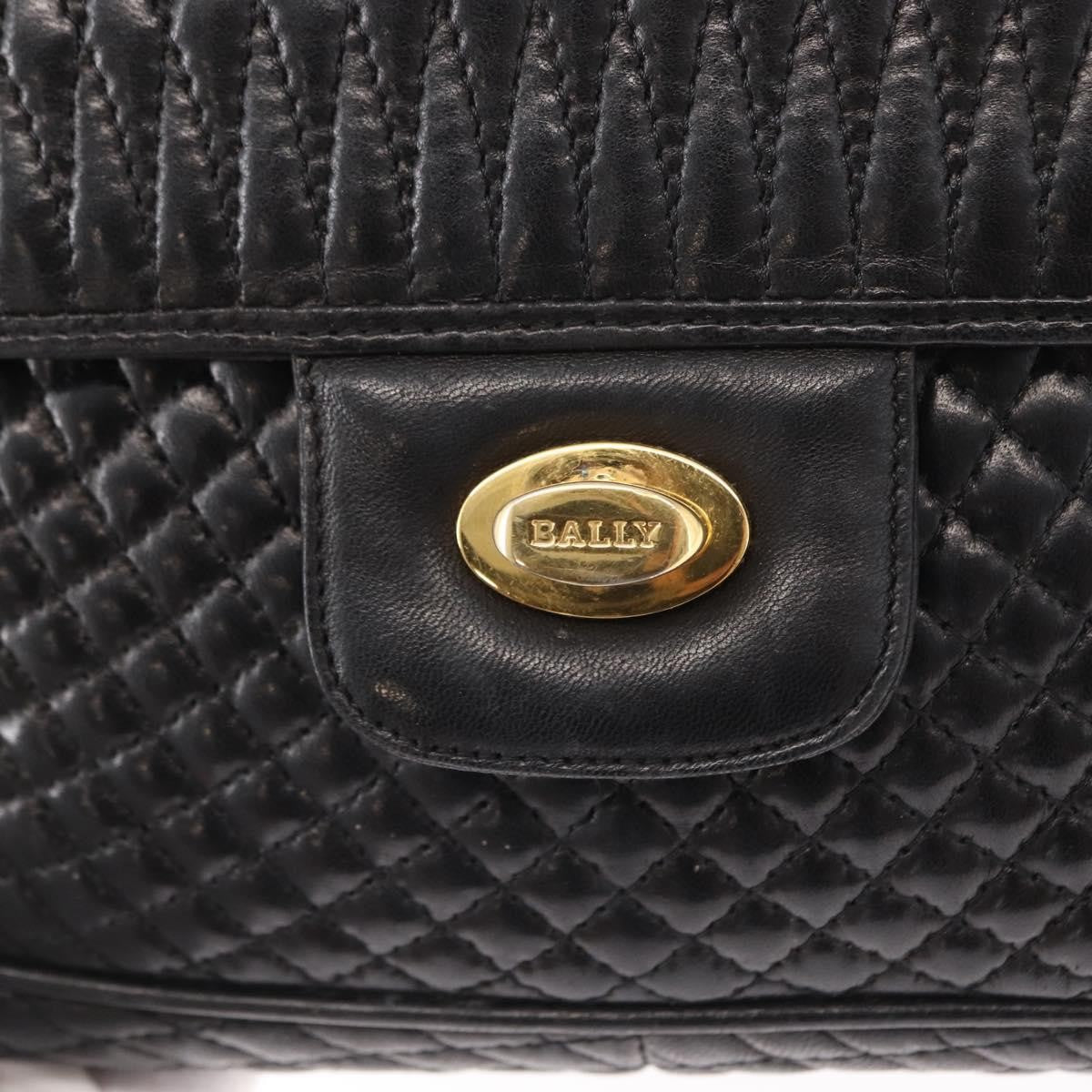 Bally Vintage Chain Quilted Leather Black Leather Shoulder Bag Bag (Pre-Owned)