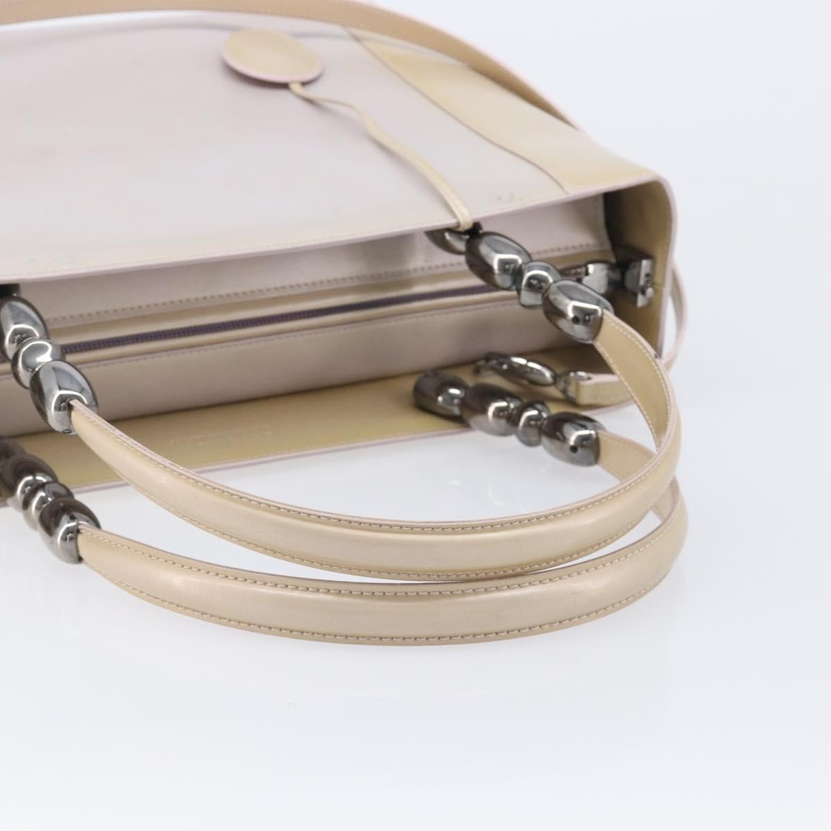 Christian Dior Pearl Lady Dior Patent Leather Beige Patent_Leather Handbag (Pre-Owned)
