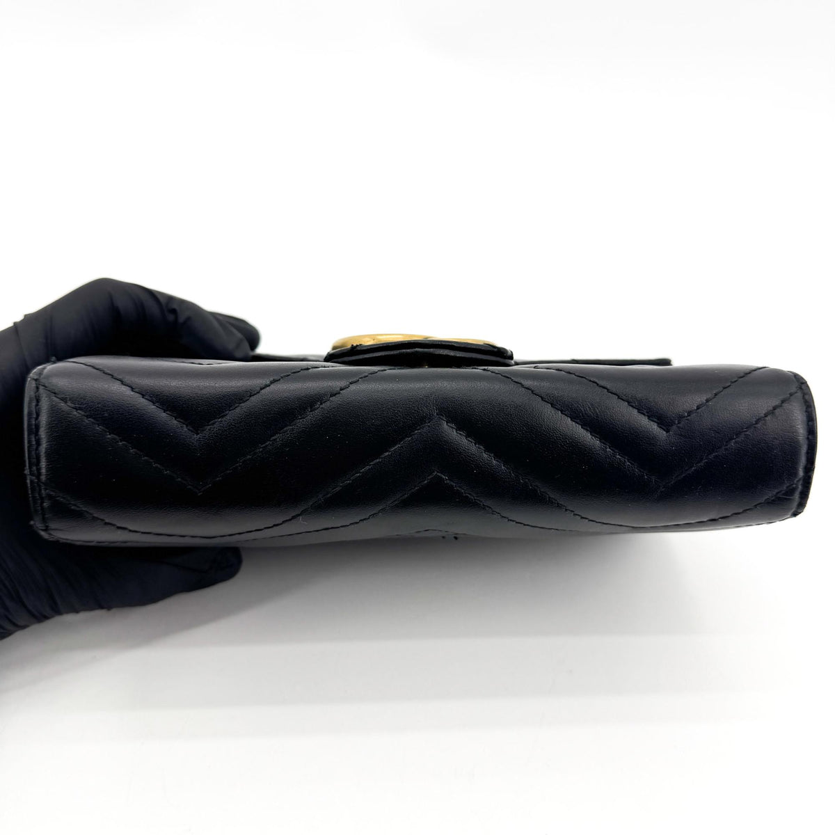Gucci Gg Marmont Flap Matelasse Leather Black Leather Handbag (Pre-Owned)
