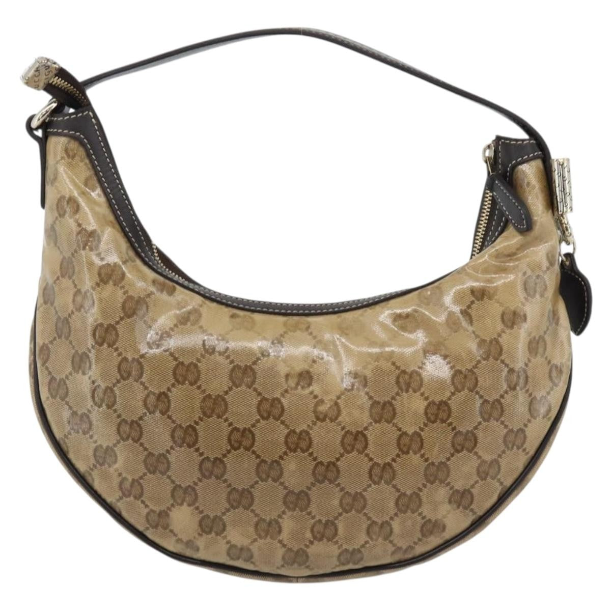 Gucci Vintage Hobo Crystal Canvas Beige Canvas Shoulder Bag Bag (Pre-Owned)