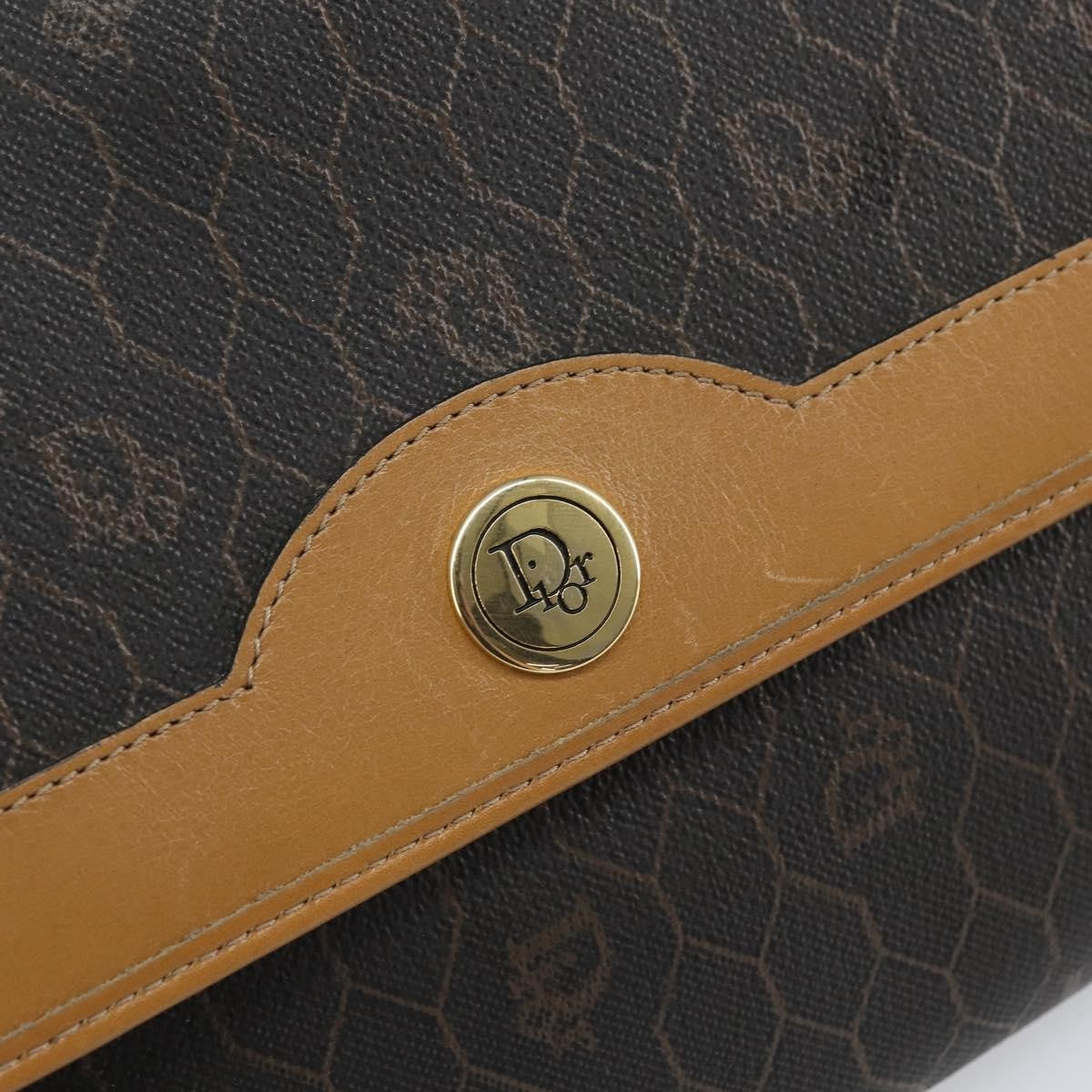 Christian Dior Vintage Honeycomb Chain Canvas Black Canvas Shoulder Bag Bag (Pre-Owned)