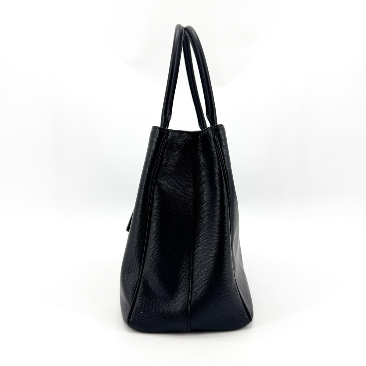 Prada Galleria Double Zip Spazzolato Leather Black Leather Tote Bag Bag (Pre-Owned)