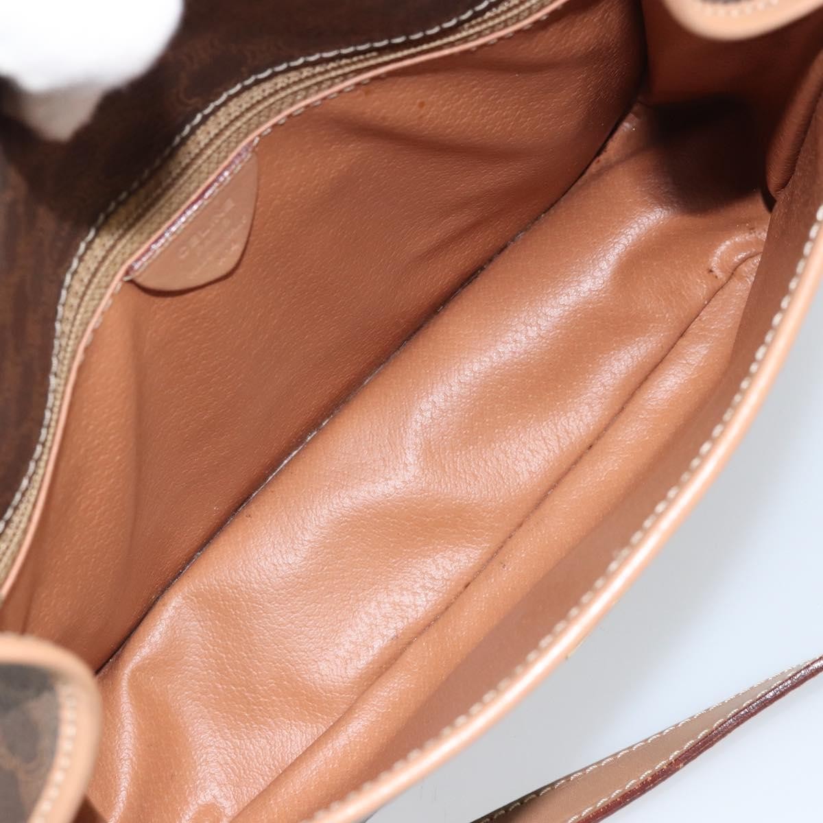 Celine Vintage Macadam Circle Logo Canvas And Leather Brown Pvc Shoulder Bag Bag (Pre-Owned)