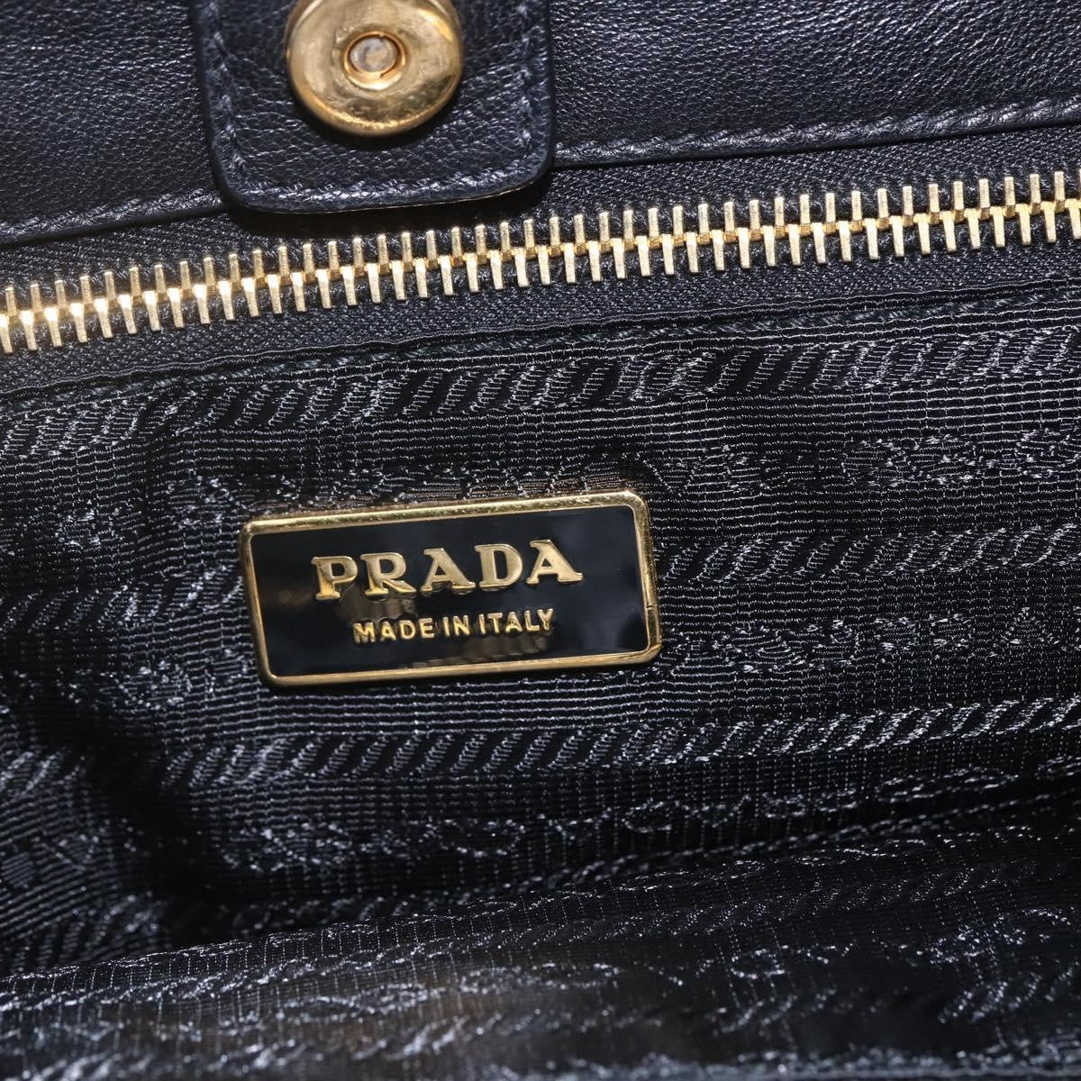 Prada Bow Tote Leather Black Leather Tote Bag Bag (Pre-Owned)