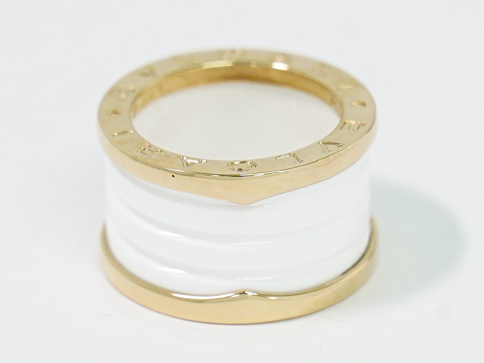 Bvlgari B.Zero1 Three Band 18K Yellow Gold And Ceramic Gold Yellow_Gold Ring Jewelry (Pre-Owned)