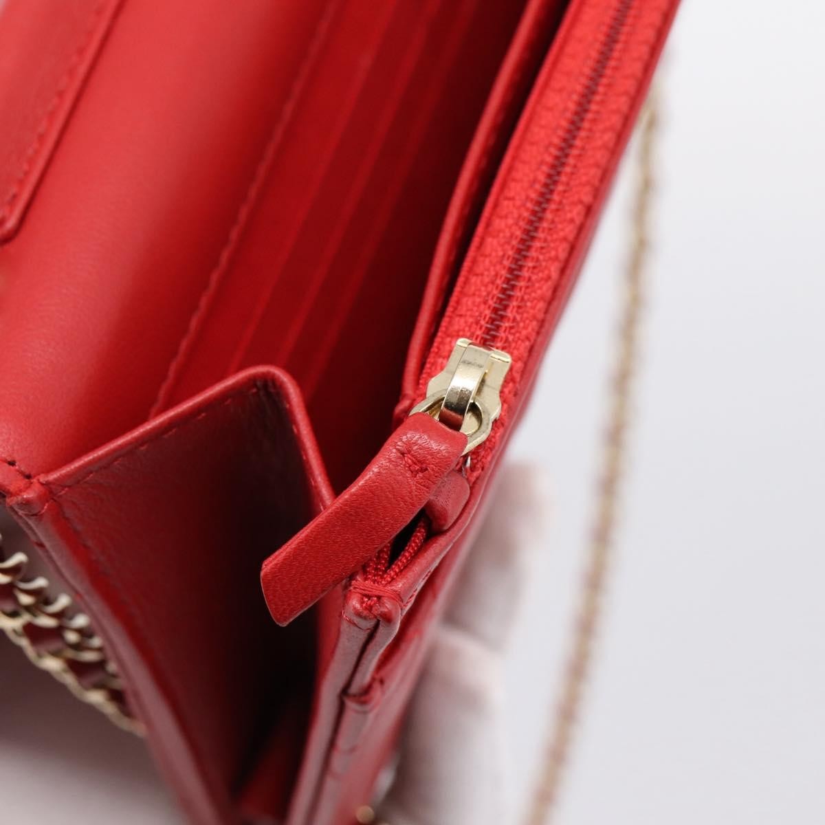Chanel Wallet On Chain Quilted Lambskin Red Leather Wallets Accessory (Pre-Owned)