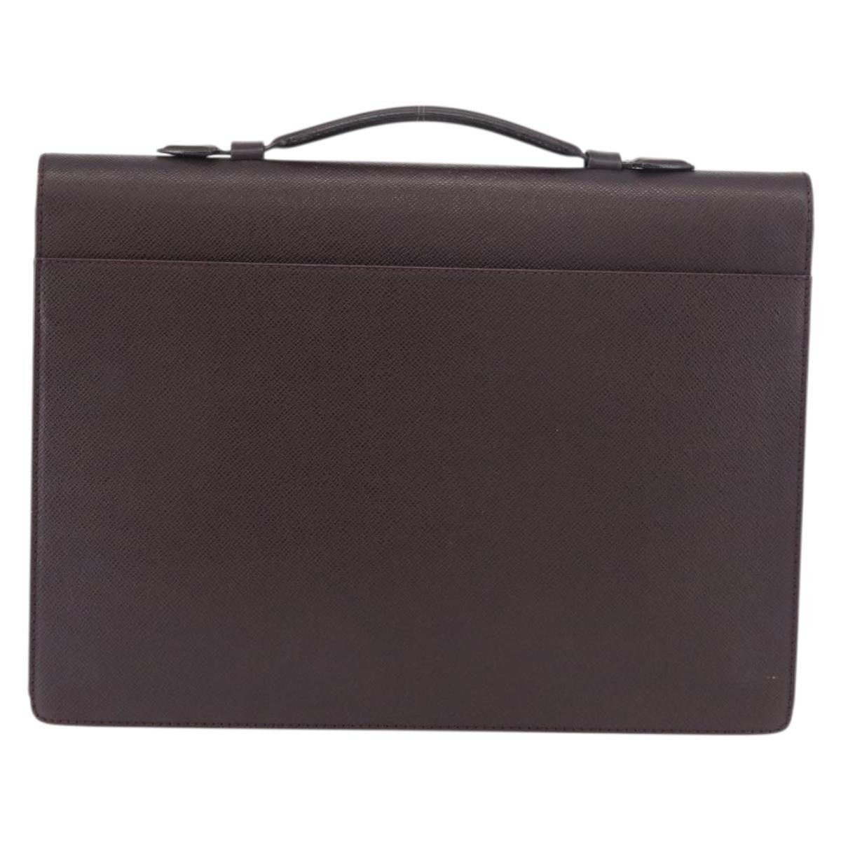 Louis Vuitton Serviette Kourad Taiga Leather Burgundy Leather Briefcase Bag (Pre-Owned)