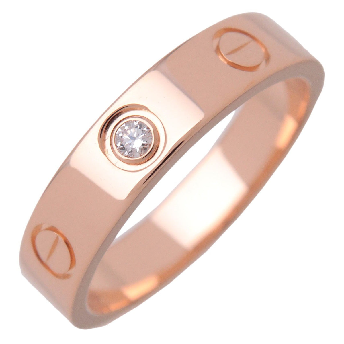 Cartier Love Wedding Band 1 Diamond 18K Rose Gold With Diamond Gold Rose_Gold Ring Jewelry (Pre-Owned)