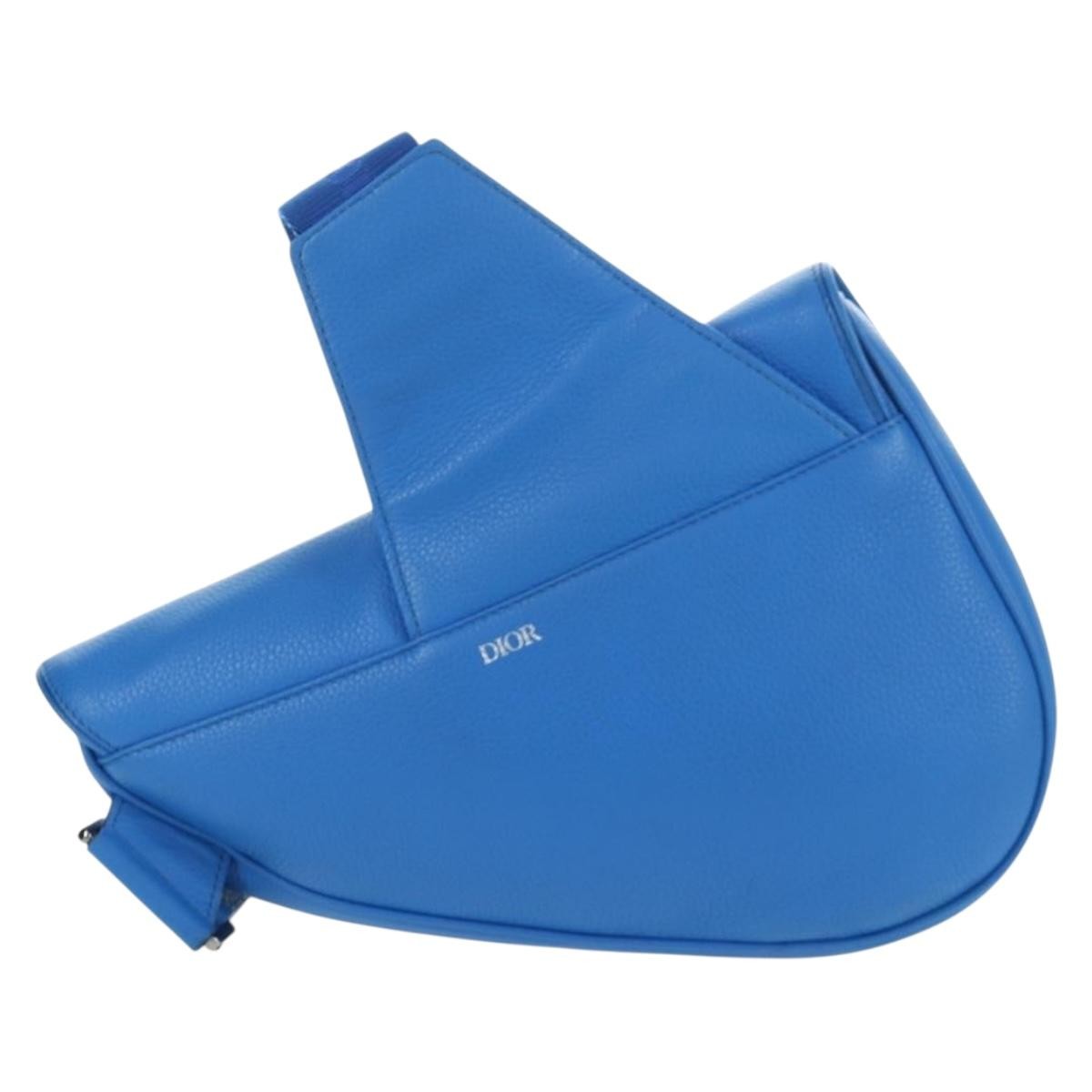 Christian Dior Saddle Leather Blue Leather Crossbody Bag Bag (Pre-Owned)