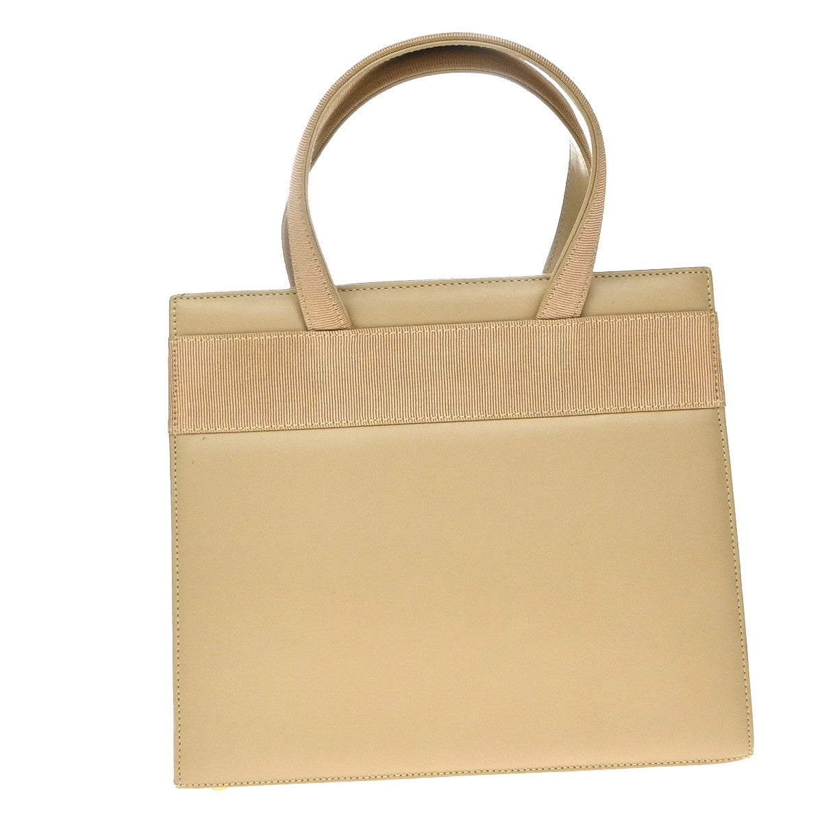 Salvatore Ferragamo Convertible Vara Bow Tote Leather Beige Leather Handbag (Pre-Owned)
