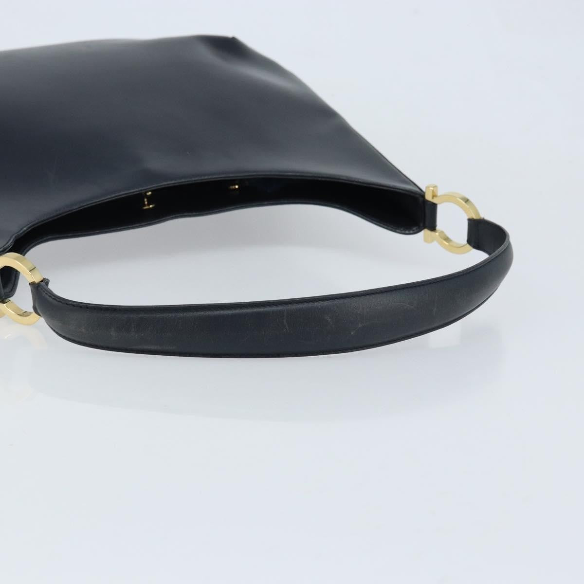 Salvatore Ferragamo Gancini Leather Navy Leather Handbag (Pre-Owned)