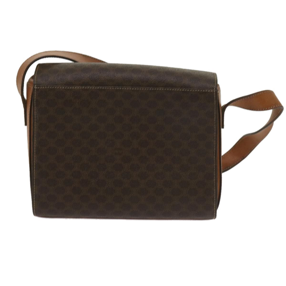 Celine Vintage Macadam Circle Logo Canvas And Leather Brown Canvas Shoulder Bag Bag (Pre-Owned)