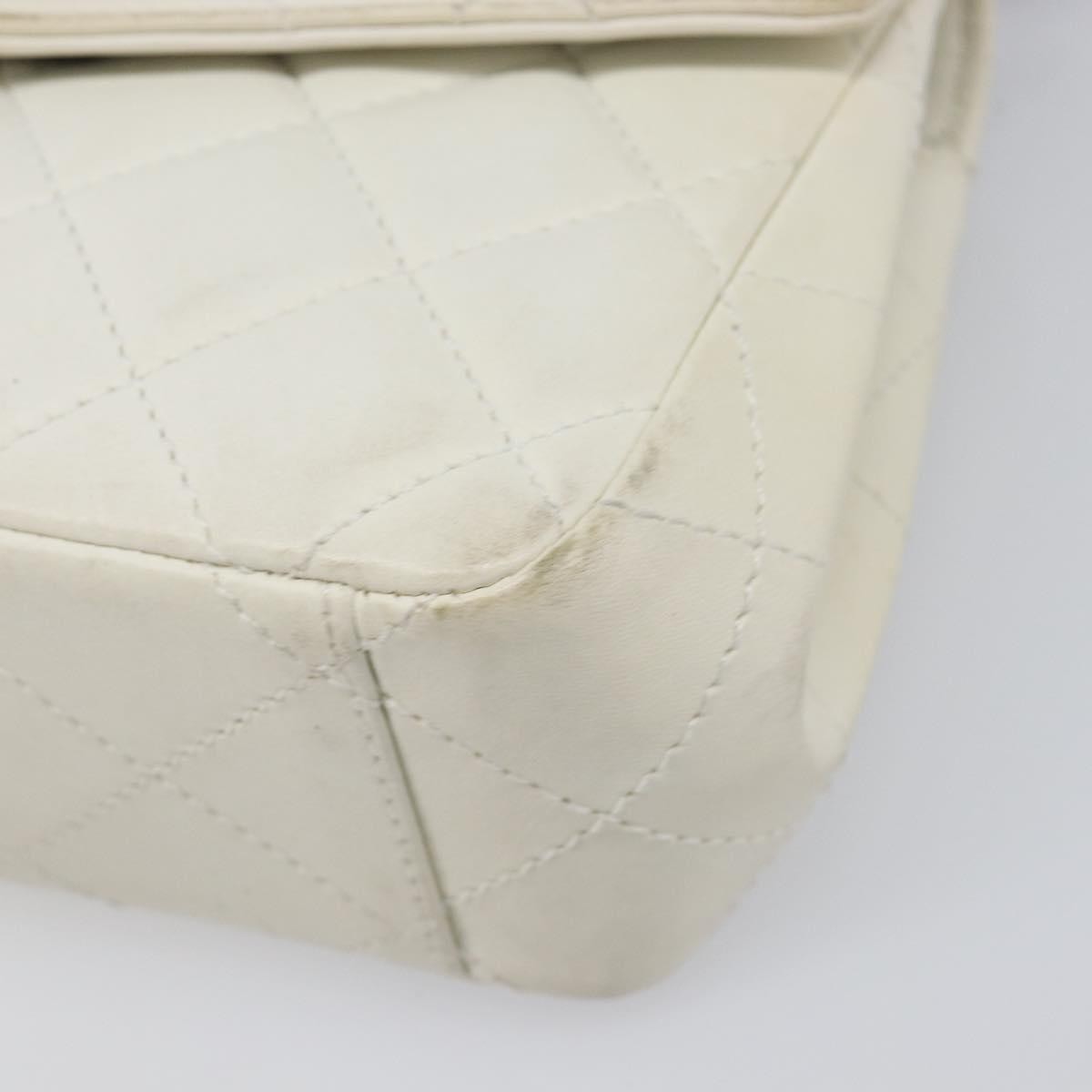 Chanel Vintage Envelope Flap Quilted Lambskin White Leather Shoulder Bag Bag (Pre-Owned)
