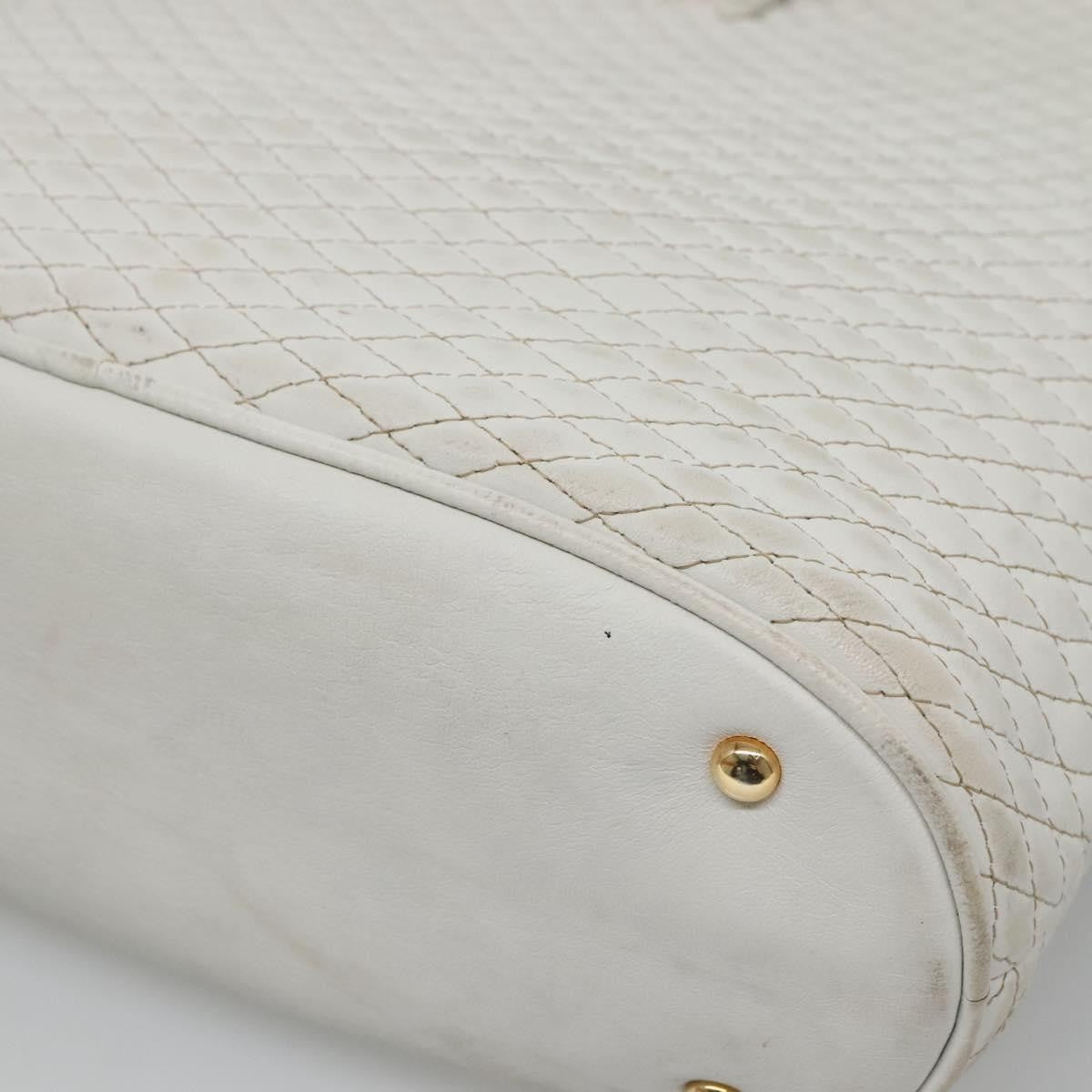 Bally Vintage Quilted Leather White Leather Shoulder Bag Bag (Pre-Owned)