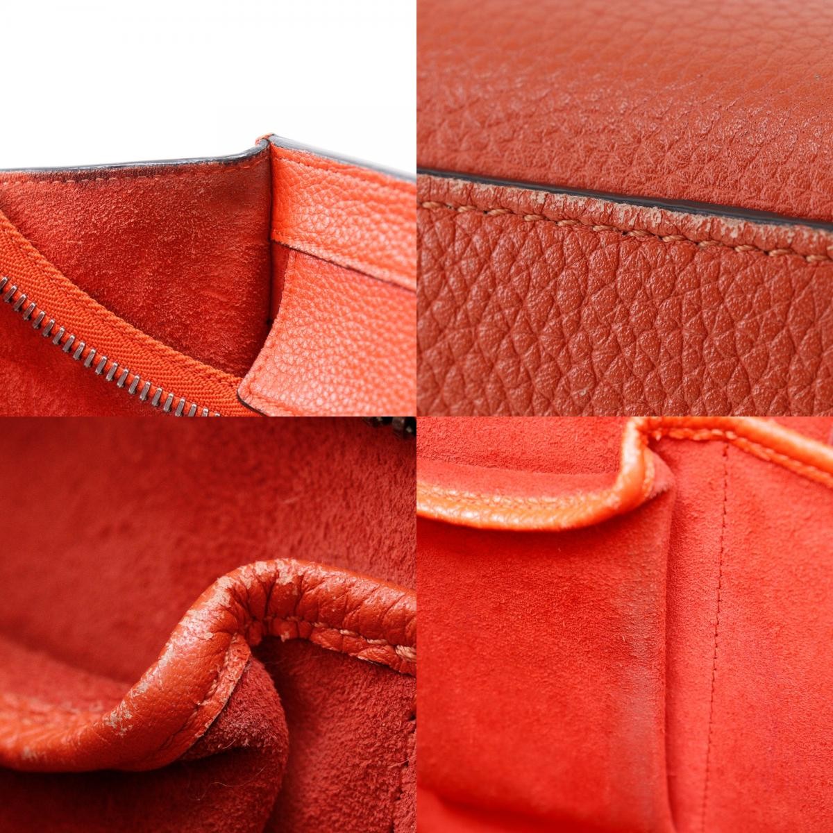 Celine Luggage Grainy Leather Red Calfskin Handbag (Pre-Owned)