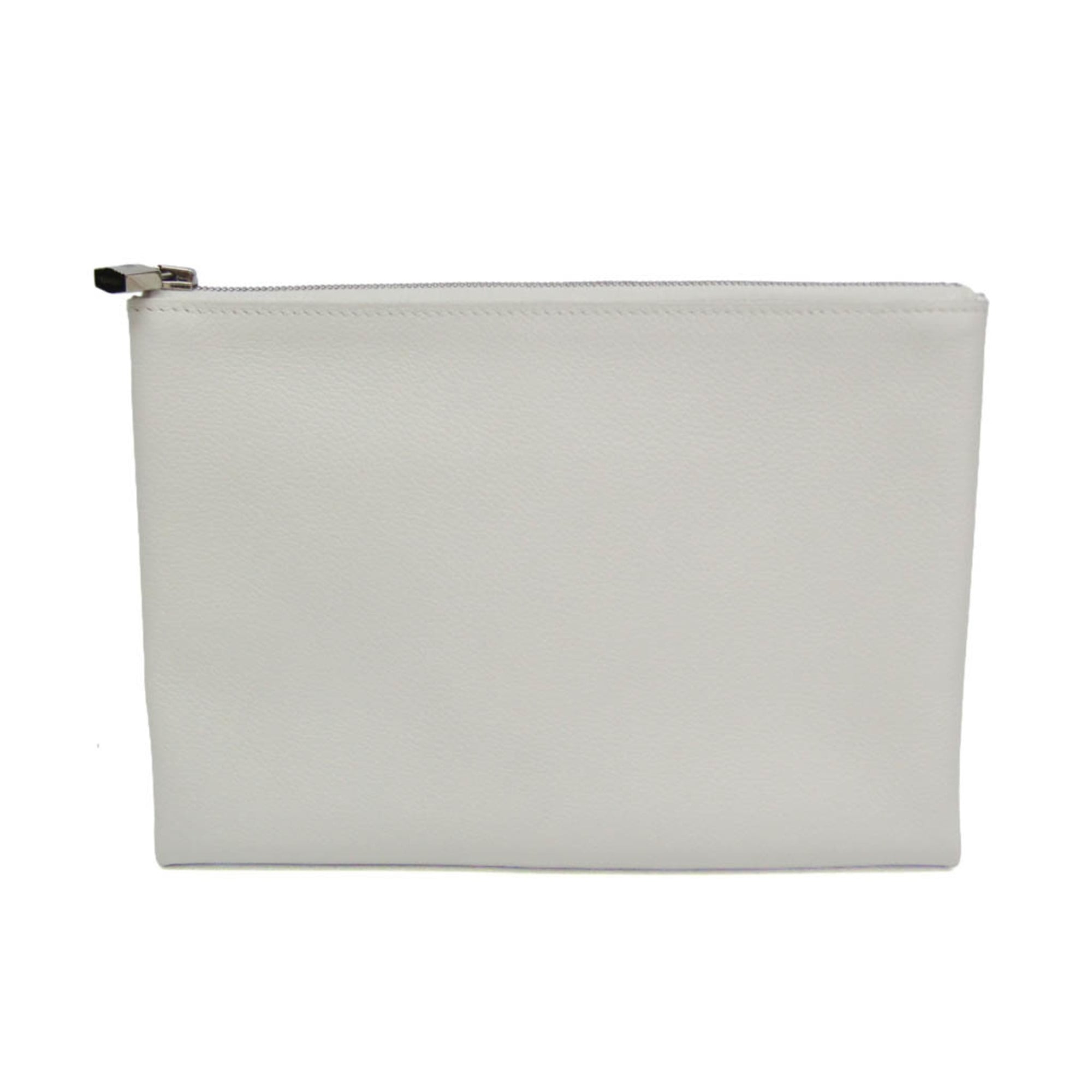 Hermes Atout Evercolor White Leather Clutche & Pouche Bag (Pre-Owned)