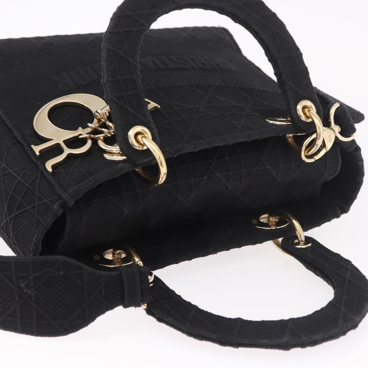 Christian Dior Lady Dior Black Canvas Handbag (Pre-Owned)