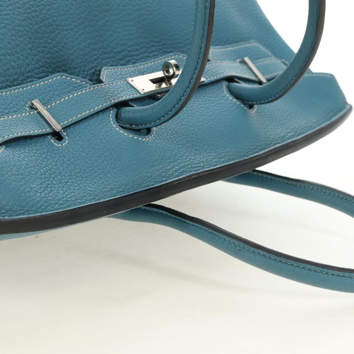Hermes Birkin Blue Clemence With Palladium Hardware Blue Leather Handbag (Pre-Owned)