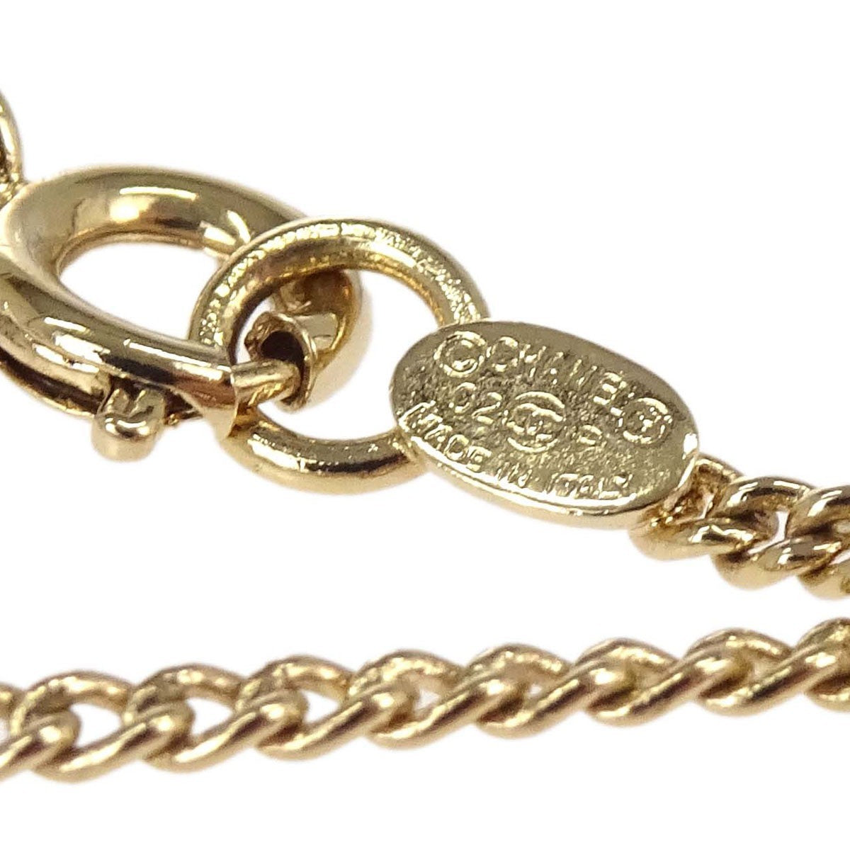 Chanel Cc Square Pendant Metal With Crystals Gold Gold_Plated Necklace Jewelry (Pre-Owned)