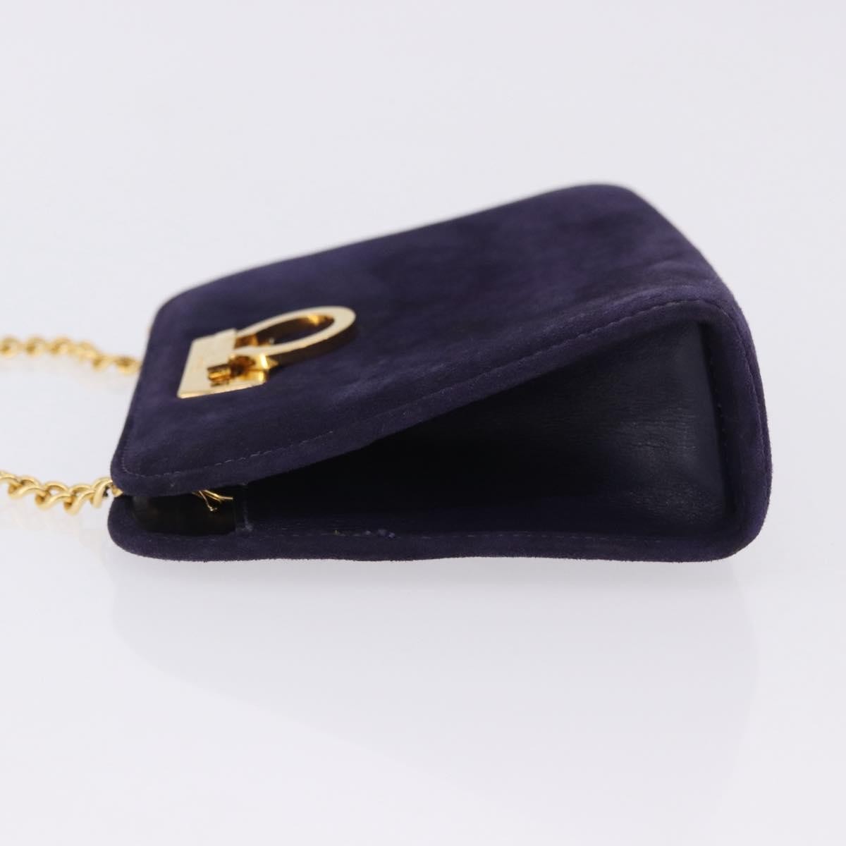 Salvatore Ferragamo Vintage Gancini Chain Suede Purple Suede Shoulder Bag Bag (Pre-Owned)