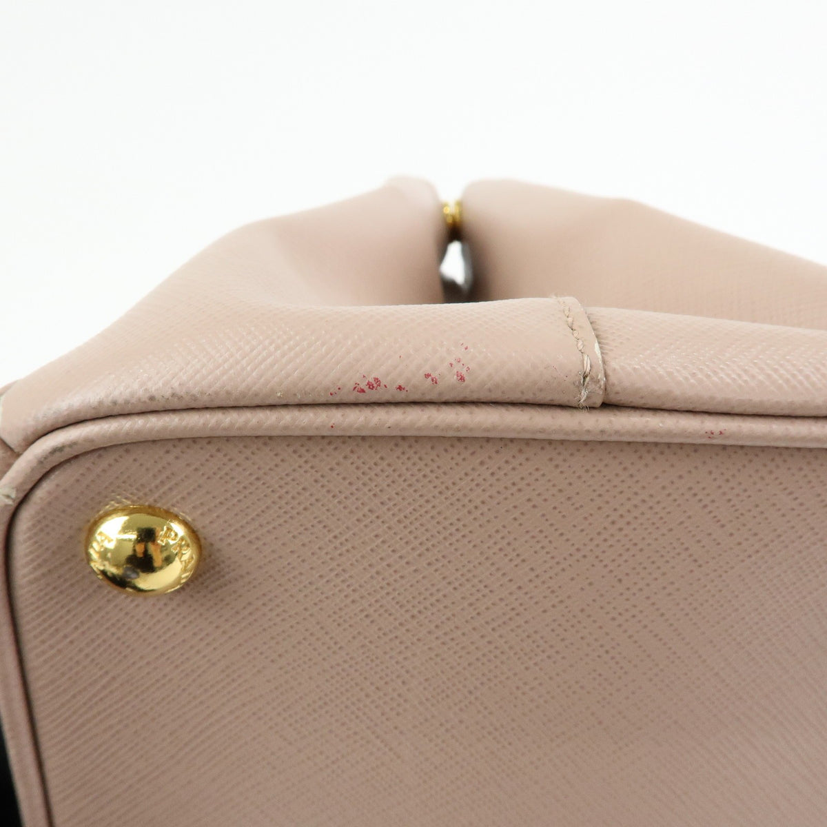 Prada Galliera Saffiano Leather With Applique Pink Leather Handbag (Pre-Owned)