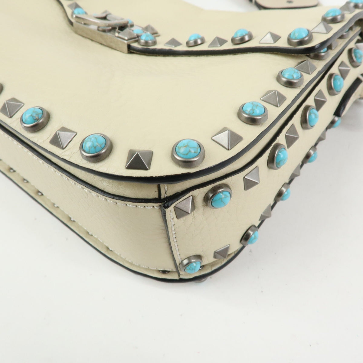 Valentino Garavani Rolling Rockstud Leather With Cabochons Multicolour Leather Crossbody Bag Bag (Pre-Owned)